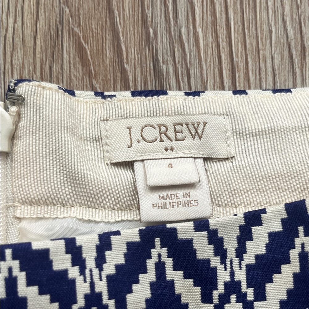 J. Crew Navy and Cream Geometric Mini Skirt - Picture 2 of 2